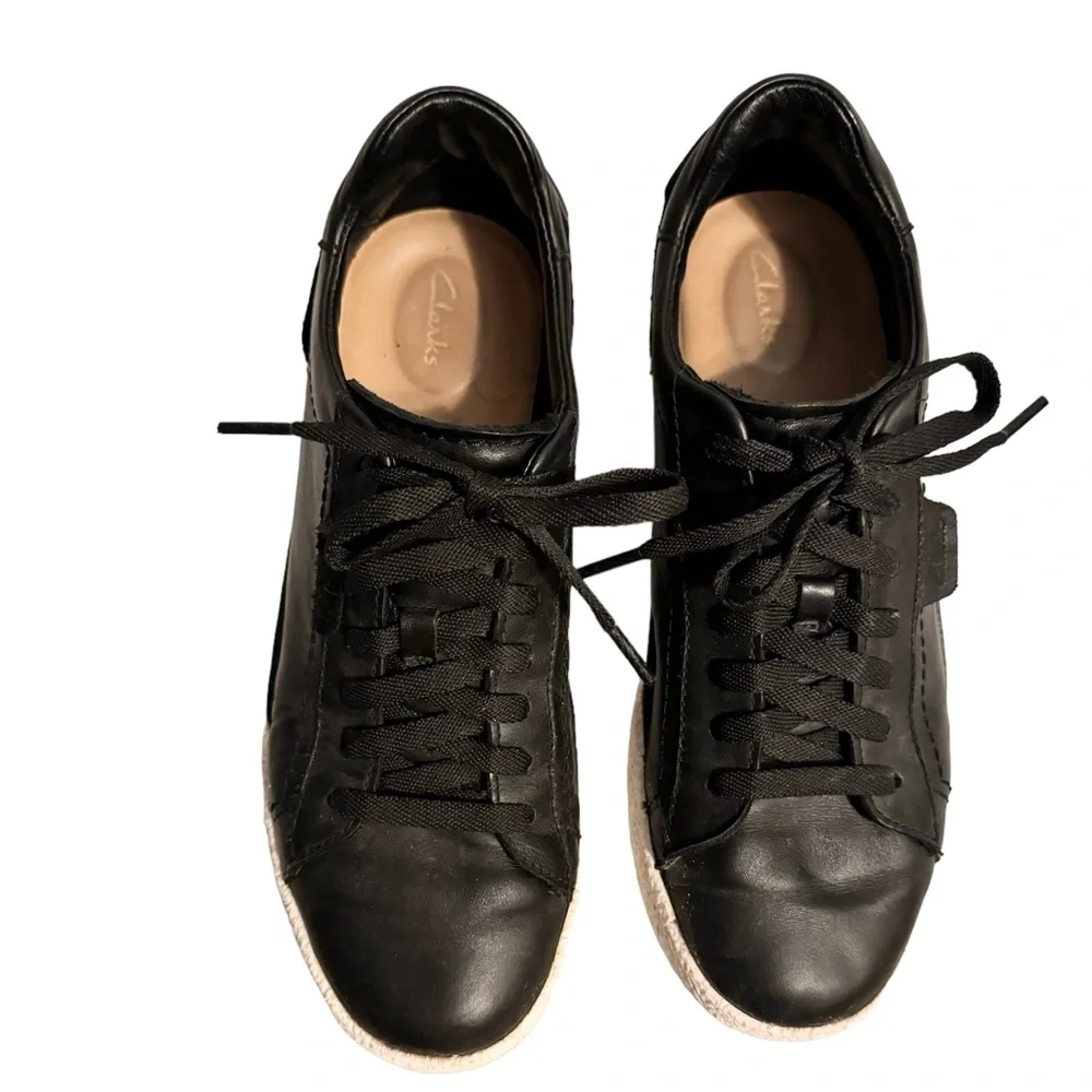 Clarks Black Leather Sneakers Size 9